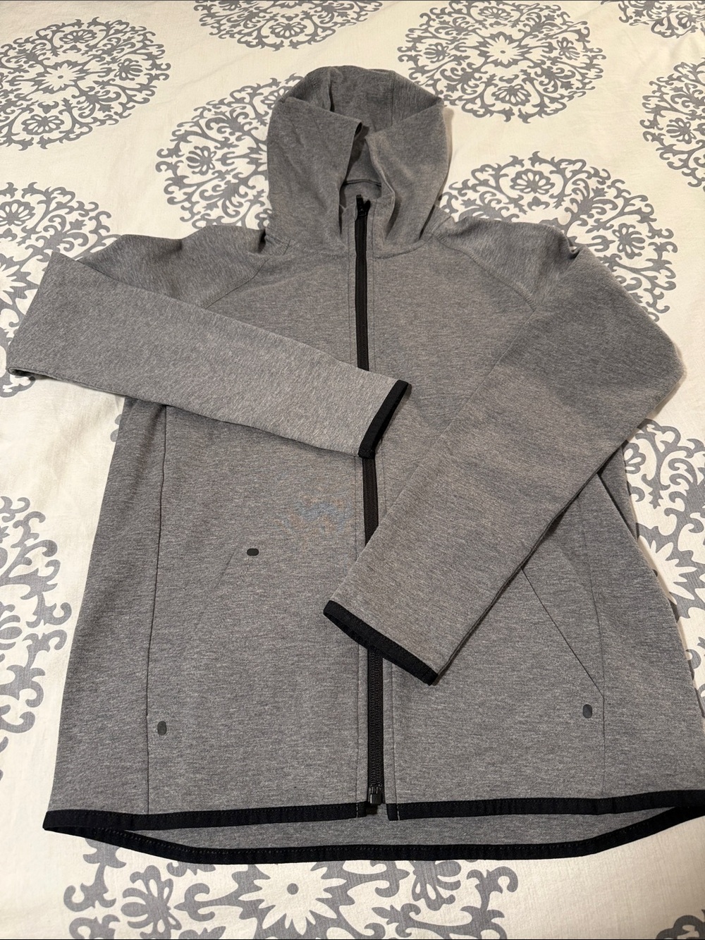 GAP Fit Heather Gray Hooded Zip Jacket